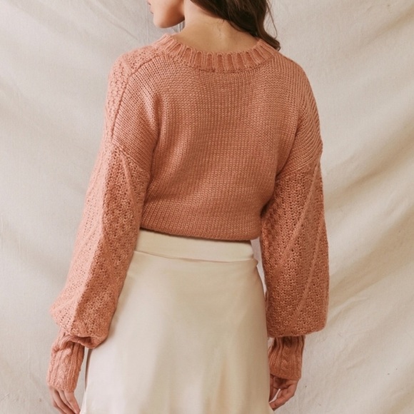 (41)New Blush Knit Button Front Cardigan PomKnit Gorgeous Classy Women’s Sweater - Picture 3 of 4